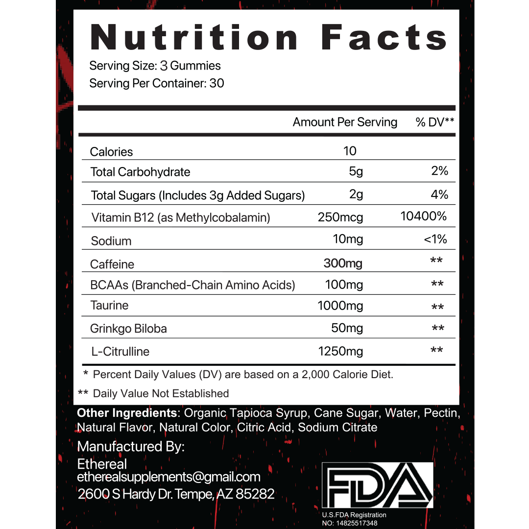 Ethereal Pre-Workout Gummies - 30 Servings